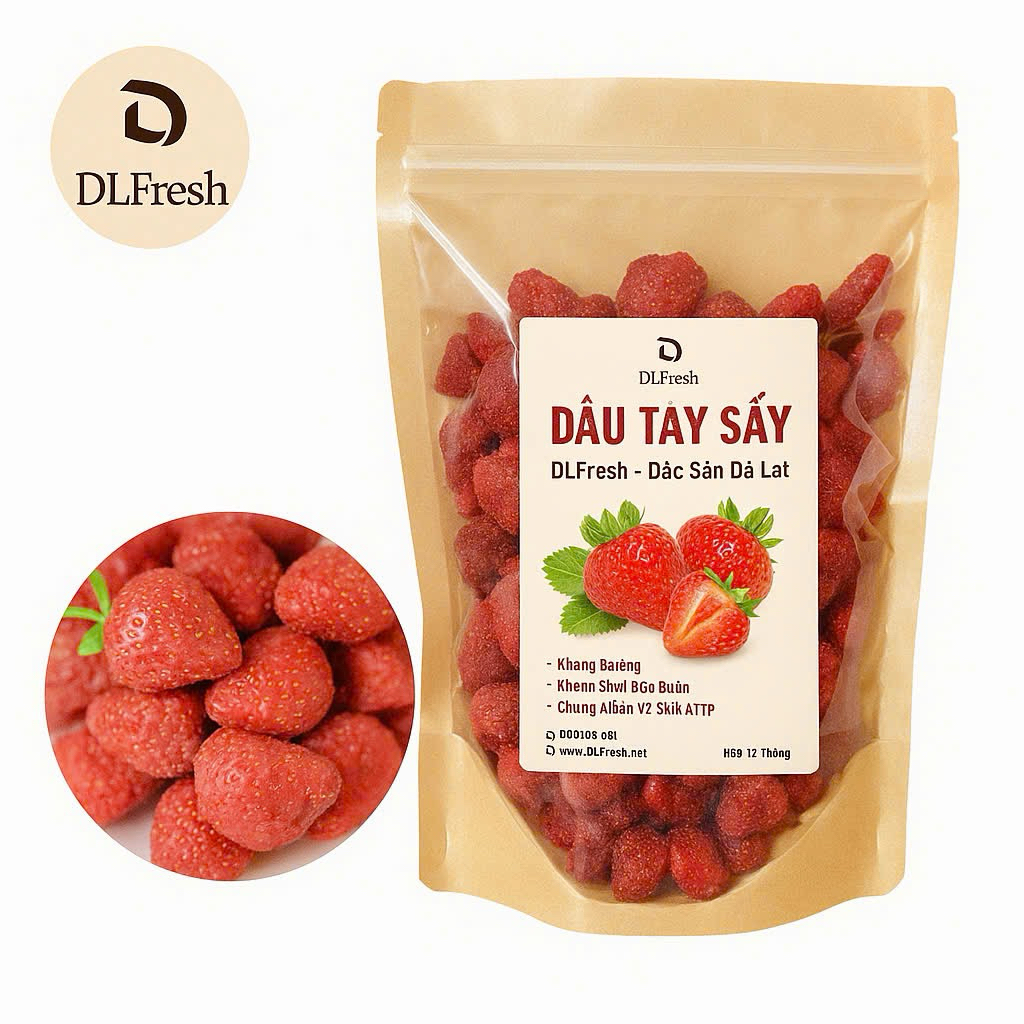 Dâu tây sấy DLFresh Dâu sấy vị nguyên bản 500g