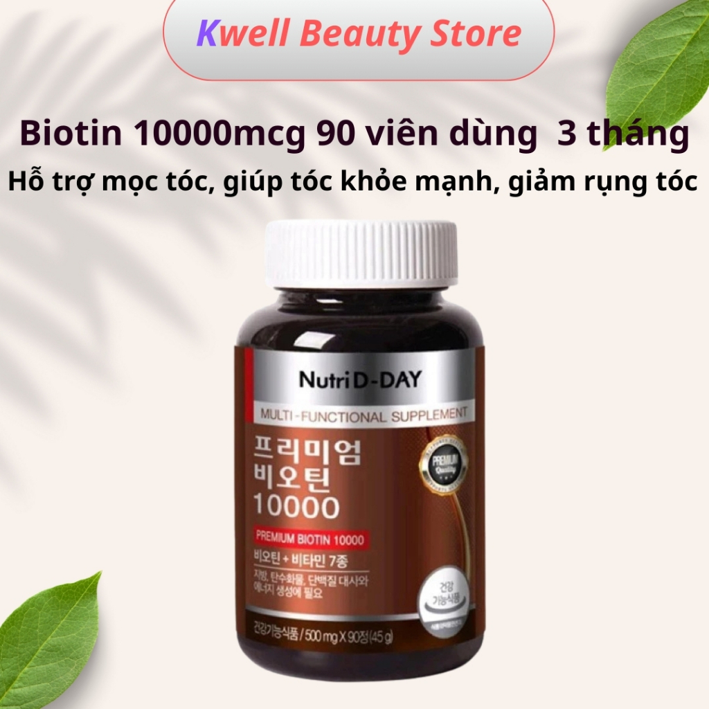 Viên Uống Biotin 10000 Nutri D-Day Hàn Quốc Hỗ Trợ Mọc Tóc Nhanh, Hộp 90 Viên