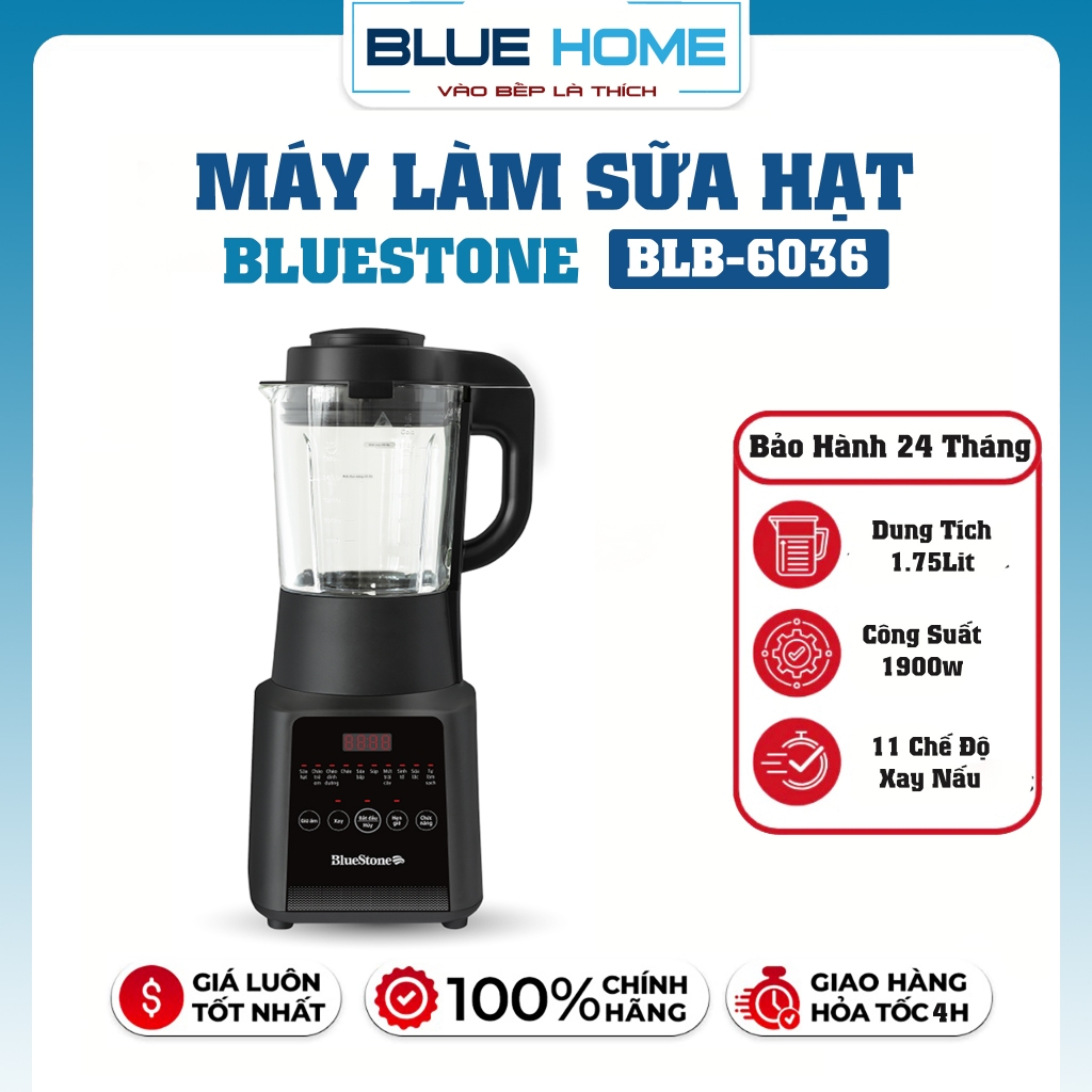 Máy Làm Sữa Hạt Bluestone BLB-6036, Ứng Dụng AI Độ Ồn Thấp, Xay Nhuyễn Mịn, 1900w - 1.75Lit, Hàng Ch