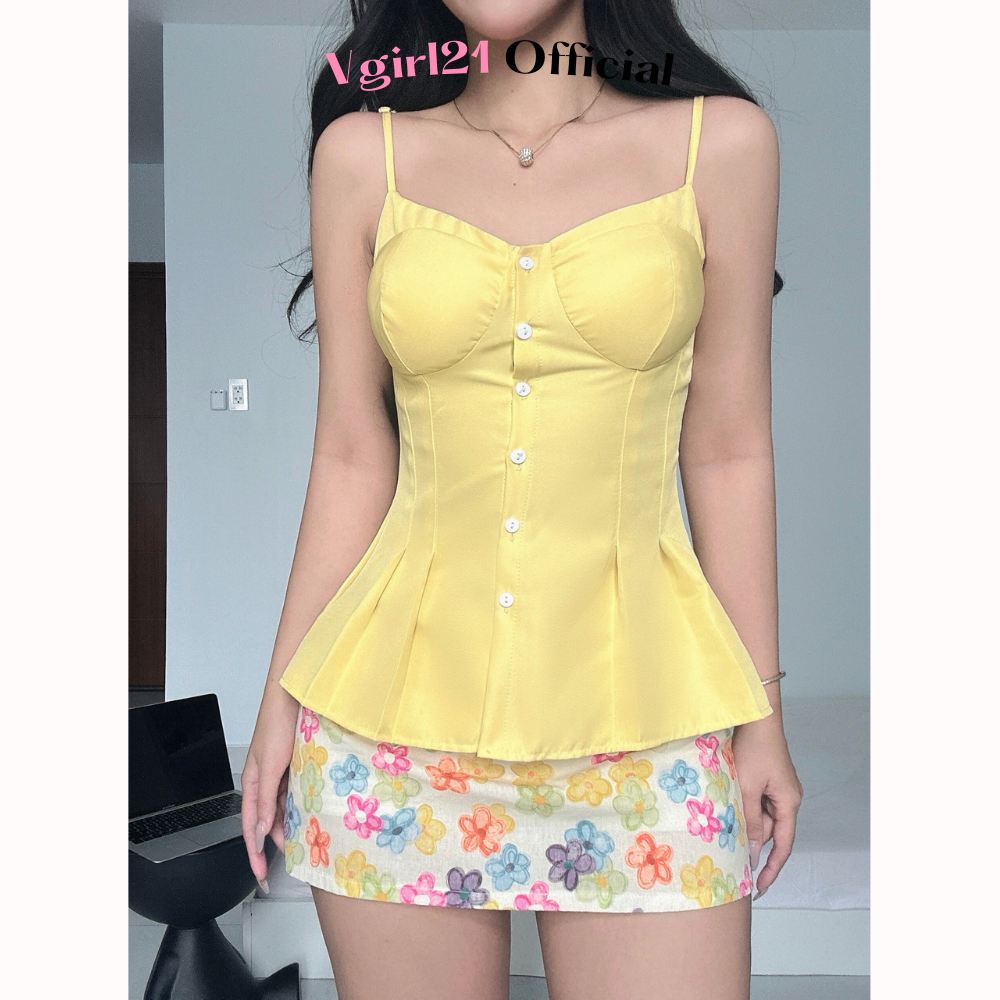 [DEAL MỞ BÁN] - Kim Top - Áo Cúp Ngực Xếp Ly Phù Hợp Thu Hè - Áo Kiểu Nữ VGIRL | Chất Cotton Hàn Cao Cấp Tôn Dáng | BigBuy360 - bigbuy360.vn