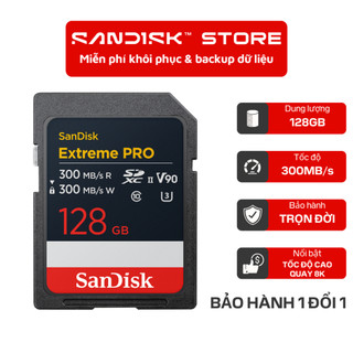  Thẻ nhớ SDHC SDXC SanDisk Extreme Pro 64GB   128GB V90 U3 C10 UHS-II upto 300 MB s Bảo hành trọn đời 