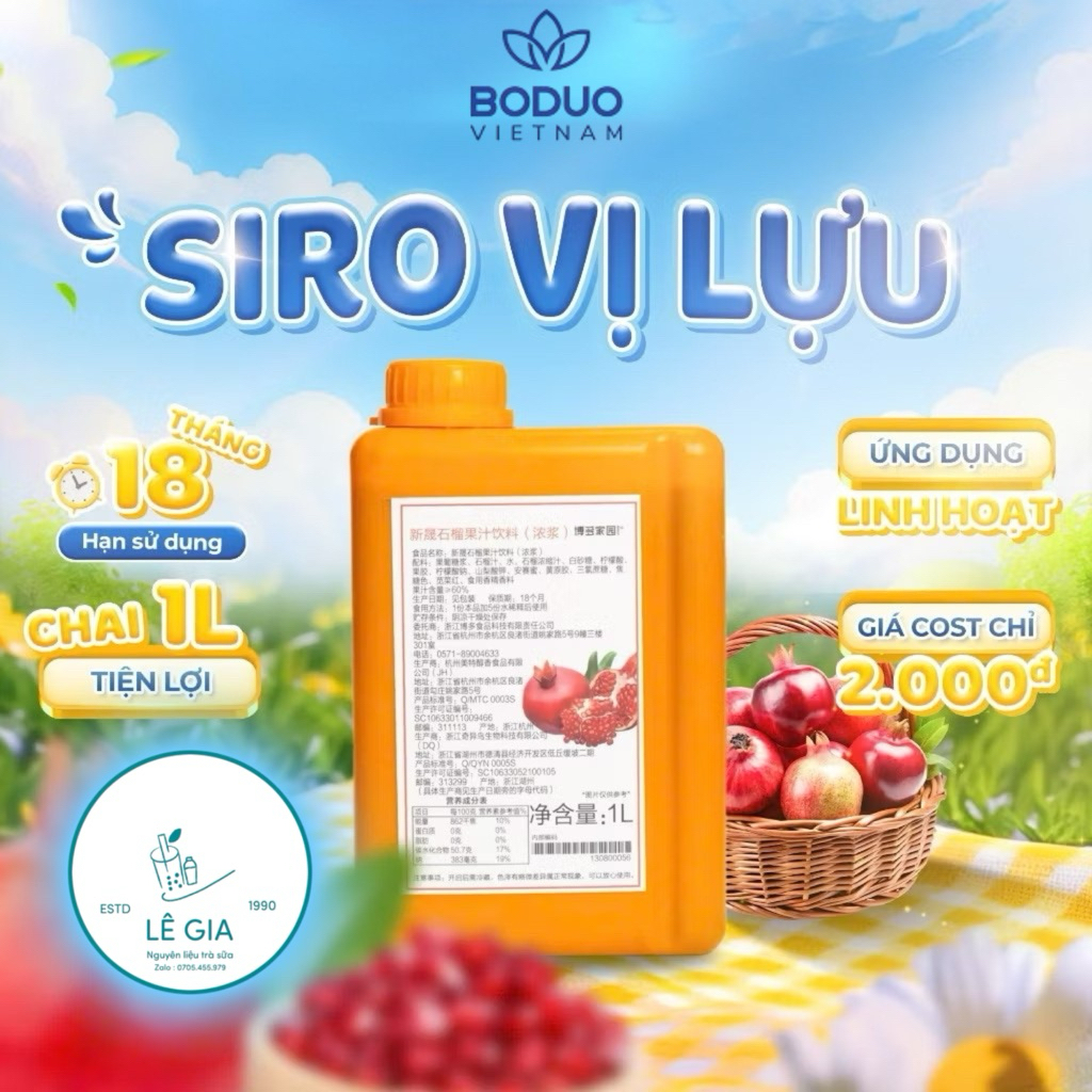 Siro vị lựu Boduo chai 1kg