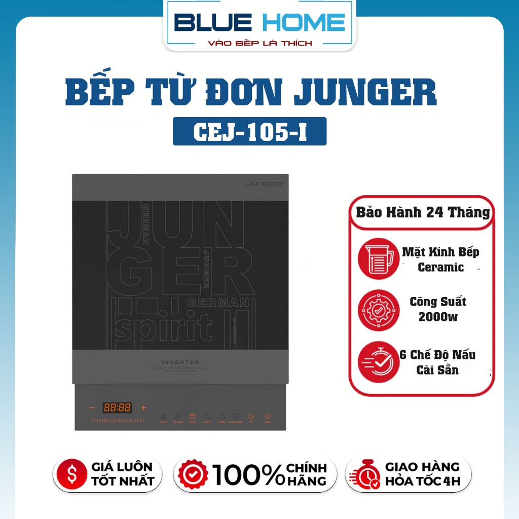Bếp Từ Đơn Junger CEJ-105-I, Có Inverter SX Tại Thái Lan, Công Suất 2000w, Bảo Hành 2 Năm