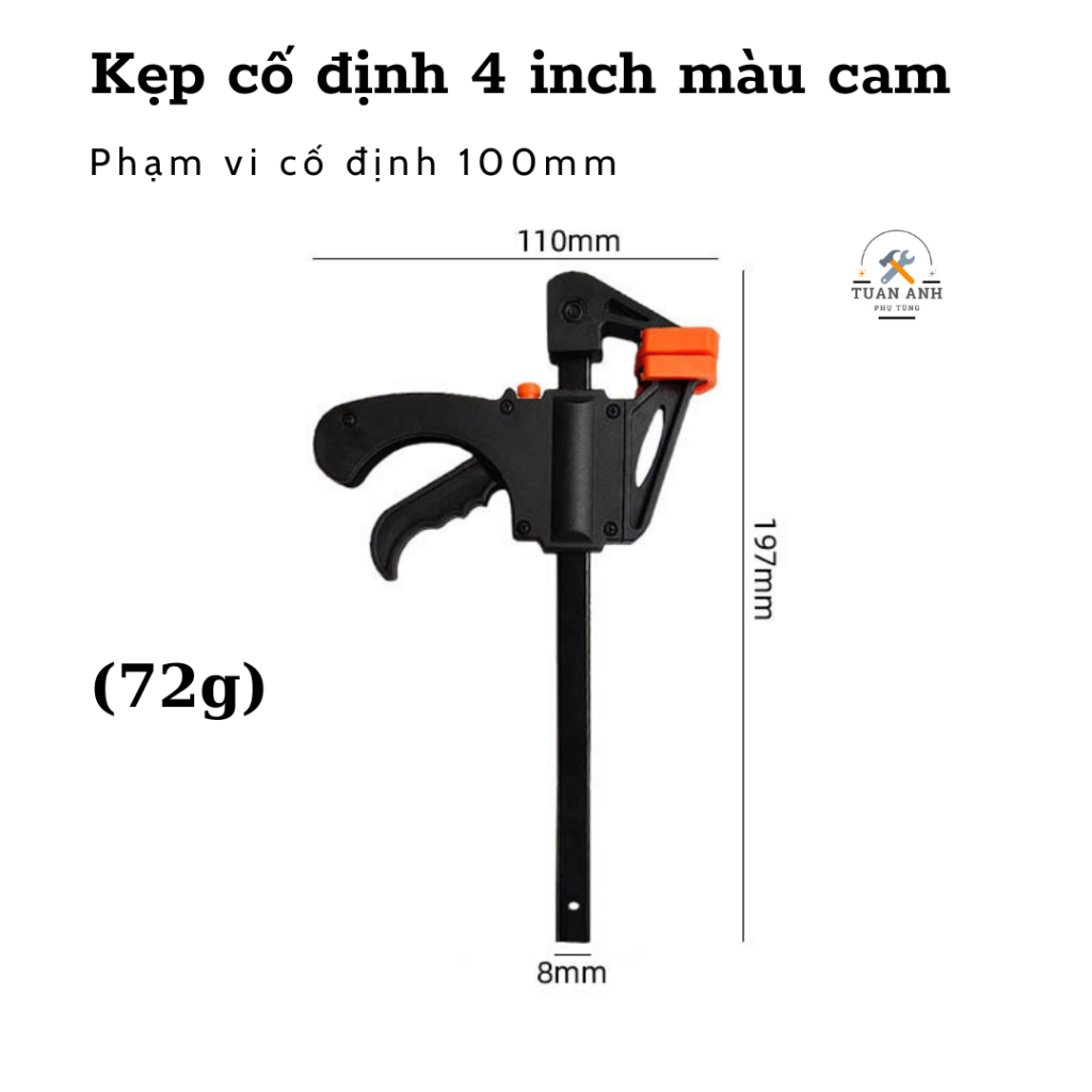 Kẹp cố định chữ F cố định vật thể đa dạng bề mặt 4inch - Kìm chết 4inch - Kẹp F 4inch