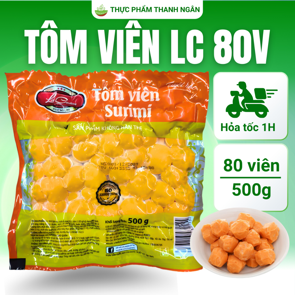 (HỎA TỐC HCM) Tôm viên ngon LC 80V - Tôm viên chiên, viên thả lẩu, ăn vặt