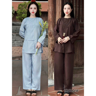 Quần Áo Phật tử - bộ vạt hò truyền thống áo lam pháp phục đi chùa nam nữ , thiền, khoá tu