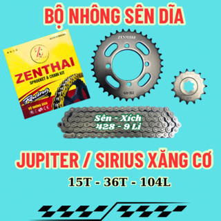  Nhông Sên Dĩa Xe SIRIUS   JUPITER Xăng Cơ 15T-36T-104L Sên 9 Li - ZENTHAI Êm Tròn Bền Bỉ 