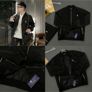 Áo Khoác bomber ngựa thêu Trần Bông 3 lớp và 2 lớp nam nữ,  Logo Thêu Tàu Hoàn Thiện Chất Gió Nhung Lì B4