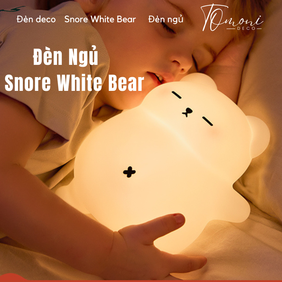 Đèn Ngủ Gấu Trắng Ngủ Ngáy Snore White Bear - Đèn Deco Bàn Làm Việc, Phòng Ngủ, Làm Quà Tặng