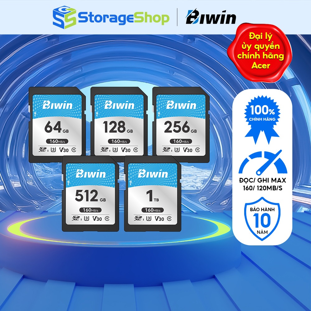 Thẻ nhớ Biwin SD160 64GB/128GB/256GB/512GB/1TB SDXC UHS-I V30