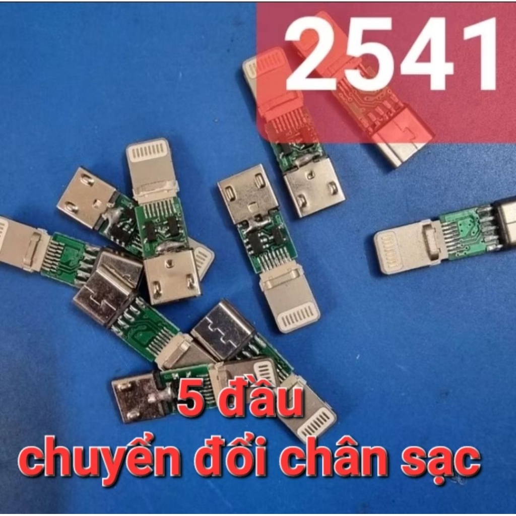 5 đầu cắm chuyển đổi chân sạc microusb to lightning  test sạc nguồn diy sản phẩm