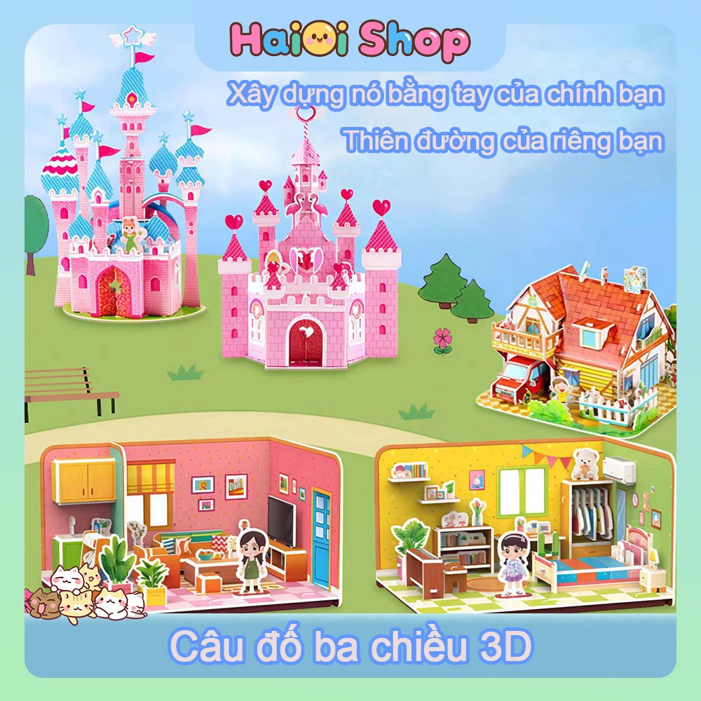 Lâu đài câu đố ba chiều - Mô hình lắp ráp DIY giáo dục cho trẻ em