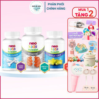 Neokids Gummies kẹo dẻo canxi bổ sung calci K2mk7 hỗ trợ tăng chiều cao cho bé từ 3 tuổi lọ 60 viên vị sữa chua Nhà Bé B