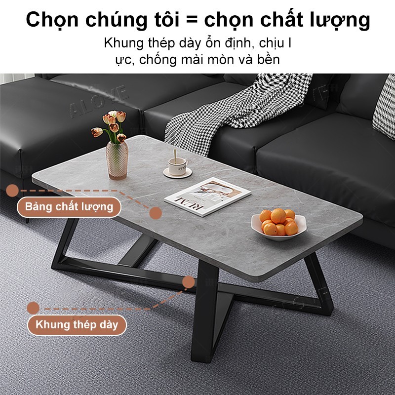 ALOVE Bàn Trà Phòng Khách Phong Cách Nhẹ Sang Mặt Giả Đá Chân Sắt Cao Cấp Thiết Kế Tối Giản Hiện Đại | BigBuy360 - bigbuy360.vn