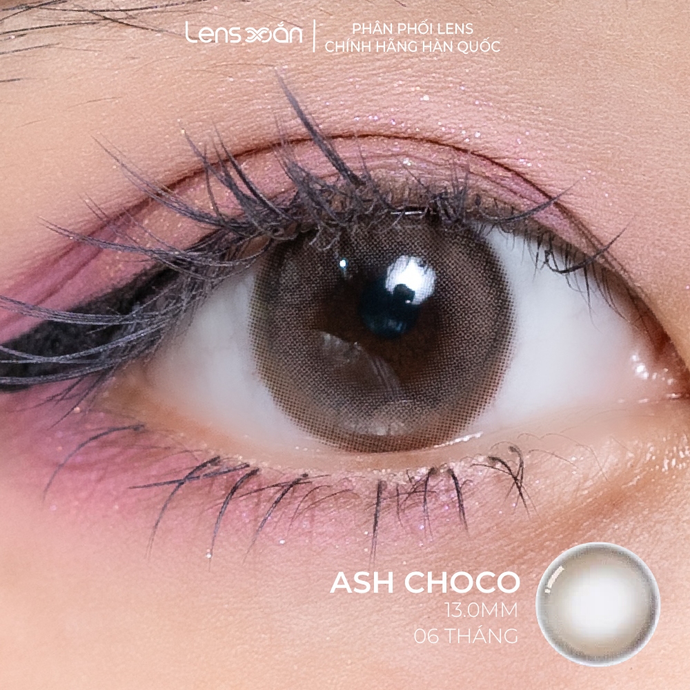 Kính áp tròng cận 6 tháng LENS XOẮN lens nâu tự nhiên có viền ánh xám hàn quốc OLENS DEWRING ASH CHOCO | BigBuy360 - bigbuy360.vn