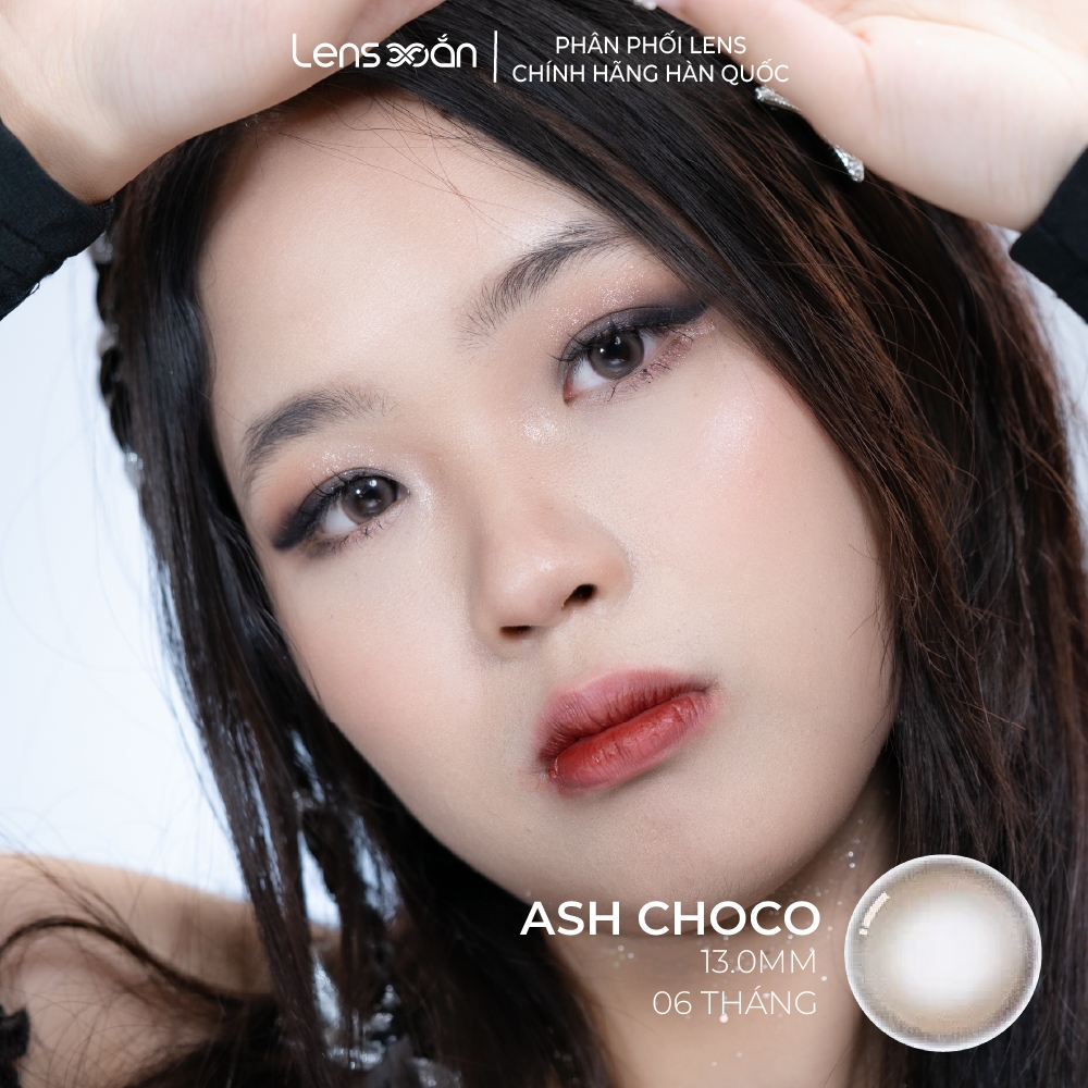 Kính áp tròng cận 6 tháng LENS XOẮN lens nâu tự nhiên có viền ánh xám hàn quốc OLENS DEWRING ASH CHOCO | BigBuy360 - bigbuy360.vn