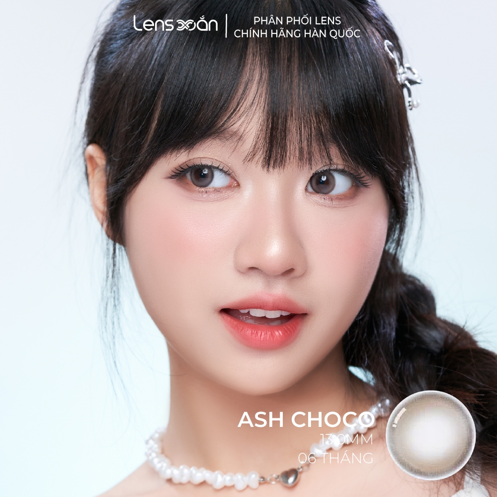 Kính áp tròng cận 6 tháng LENS XOẮN lens nâu tự nhiên có viền ánh xám hàn quốc OLENS DEWRING ASH CHOCO | BigBuy360 - bigbuy360.vn