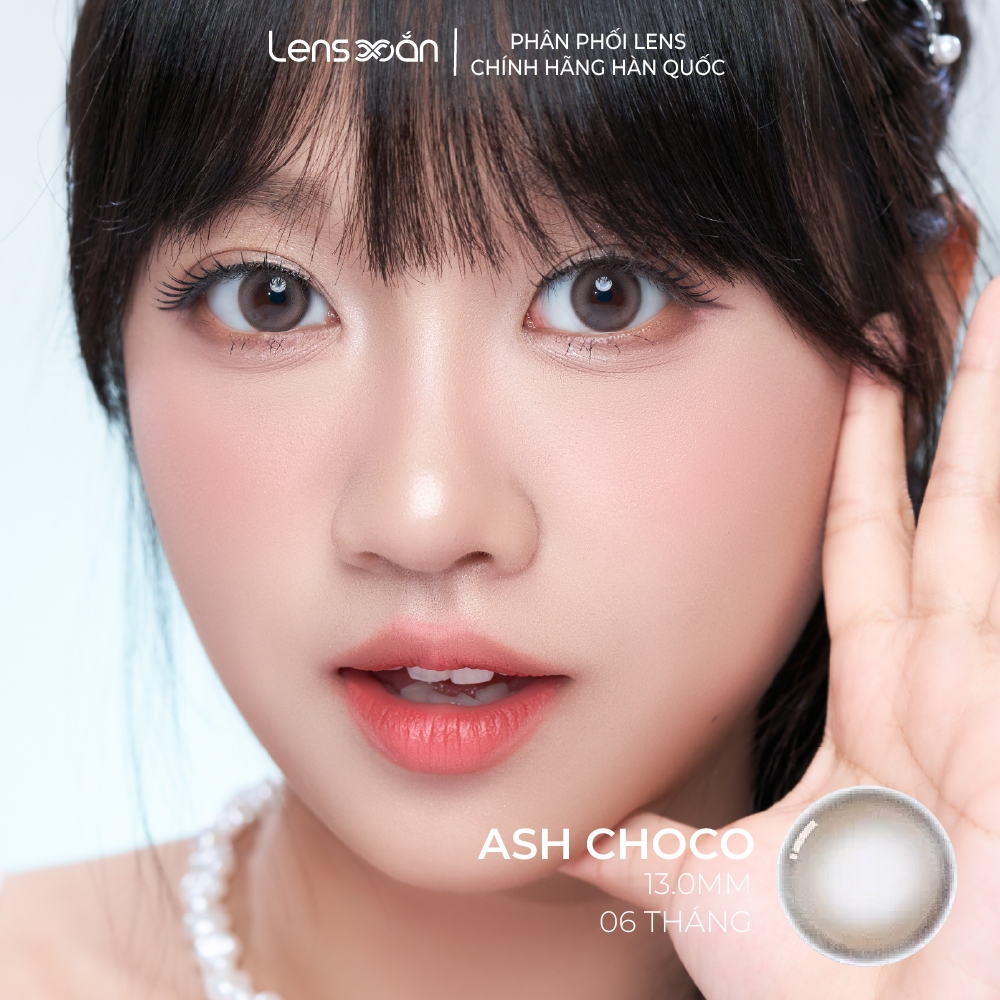 Kính áp tròng cận 6 tháng LENS XOẮN lens nâu tự nhiên có viền ánh xám hàn quốc OLENS DEWRING ASH CHOCO | BigBuy360 - bigbuy360.vn