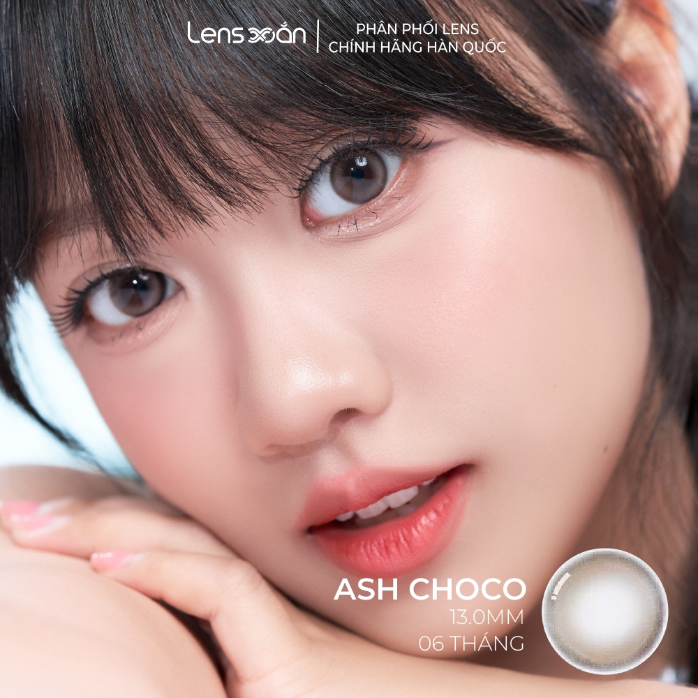 Kính áp tròng cận 6 tháng LENS XOẮN lens nâu tự nhiên có viền ánh xám hàn quốc OLENS DEWRING ASH CHOCO | BigBuy360 - bigbuy360.vn