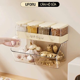 Kệ Đựng Gia Vị Nhà Bếp Treo Tường UFORU Kèm Hộp Đựng Có Nắp Đậy Chống Ẩm Mốc Bụi Bẩn - UFM730