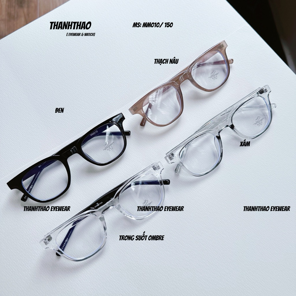 Gọng Kính Cận Nữ Nam Unisex Vuông THANHTHAO EYEWEAR Nhựa Dẻo MM010