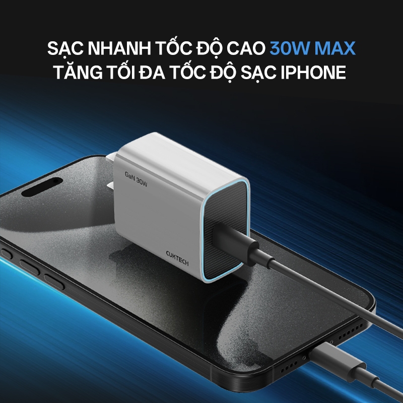 Củ Sạc Nhanh CUKTECH GaN 30W Mini Nhỏ Gọn Tương Thích 20W Cho iP 17/16/15/iPad/Samsung S26/Xiaomi 17 | BigBuy360 - bigbuy360.vn