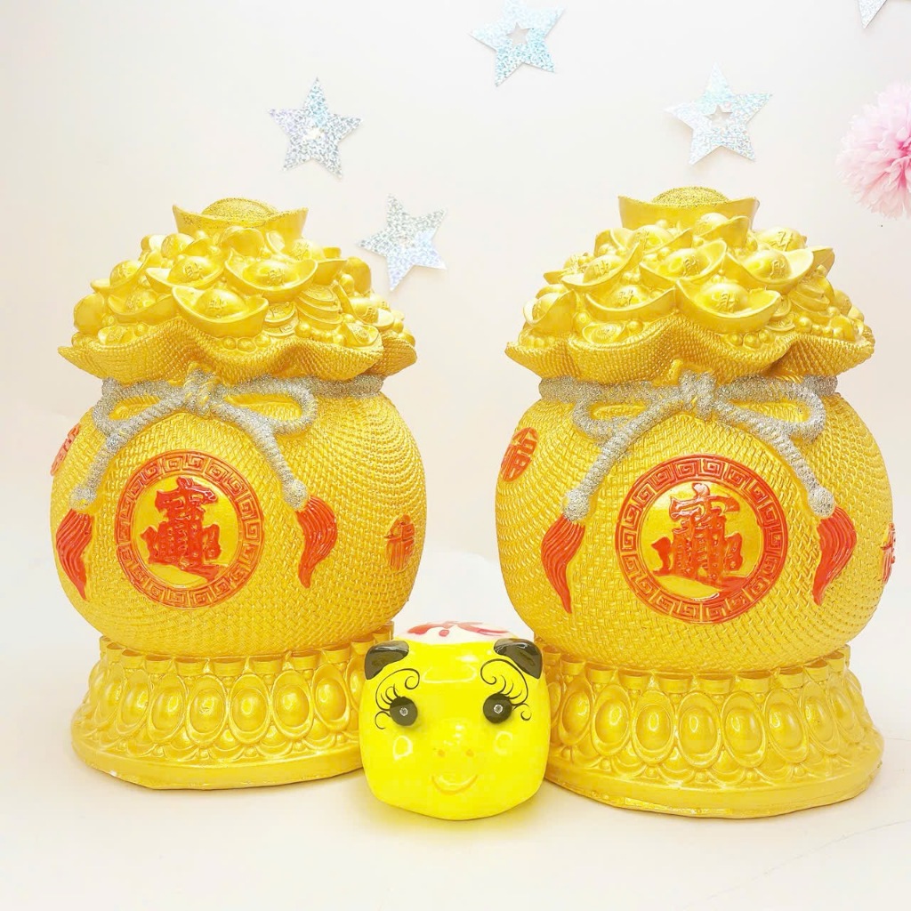 Tượng Túi Vàng Tài Lộc Thần Tài Hũ Kim Bảo Heo Đất Hecube Lợn Tiết Kiệm Tiền Vàng Phong Thủy Kim Ngâ