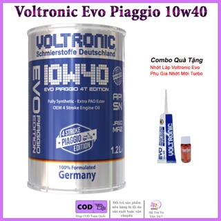  Dầu Nhớt Dành Cho Xe Vespa Voltronic Evo Piaggio 10w40 - Dung Tích 1.2L - Tặng Kèm 1 Tuýp Láp Voltronic Evo Và 1 Turbo 