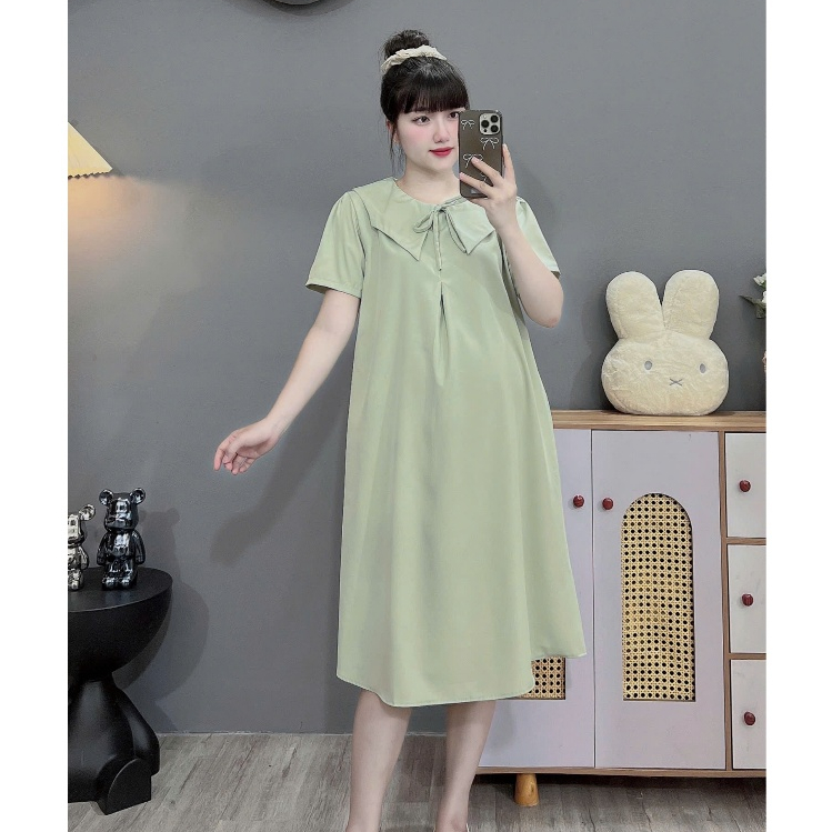 (Có size 100kg)Váy bầu bigsize màu xanh lạ mắt,có đủ size đến 100kg