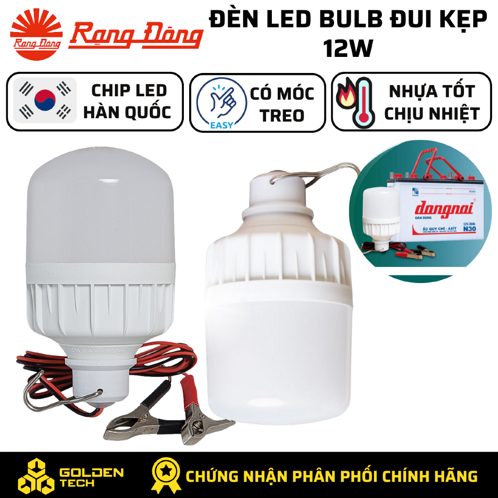 Bóng Đèn LED Kẹp Bình Ắc Quy 12V - 24V DC 7W / 9W Rạng Đông, ChipLED Samsung