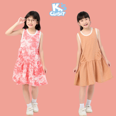 Váy Sát Nách K'S CLOSET Chất Liệu Vải Cotton Cho Bé Gái (2-10 tuổi) từ 10kg-40kg E097FIS