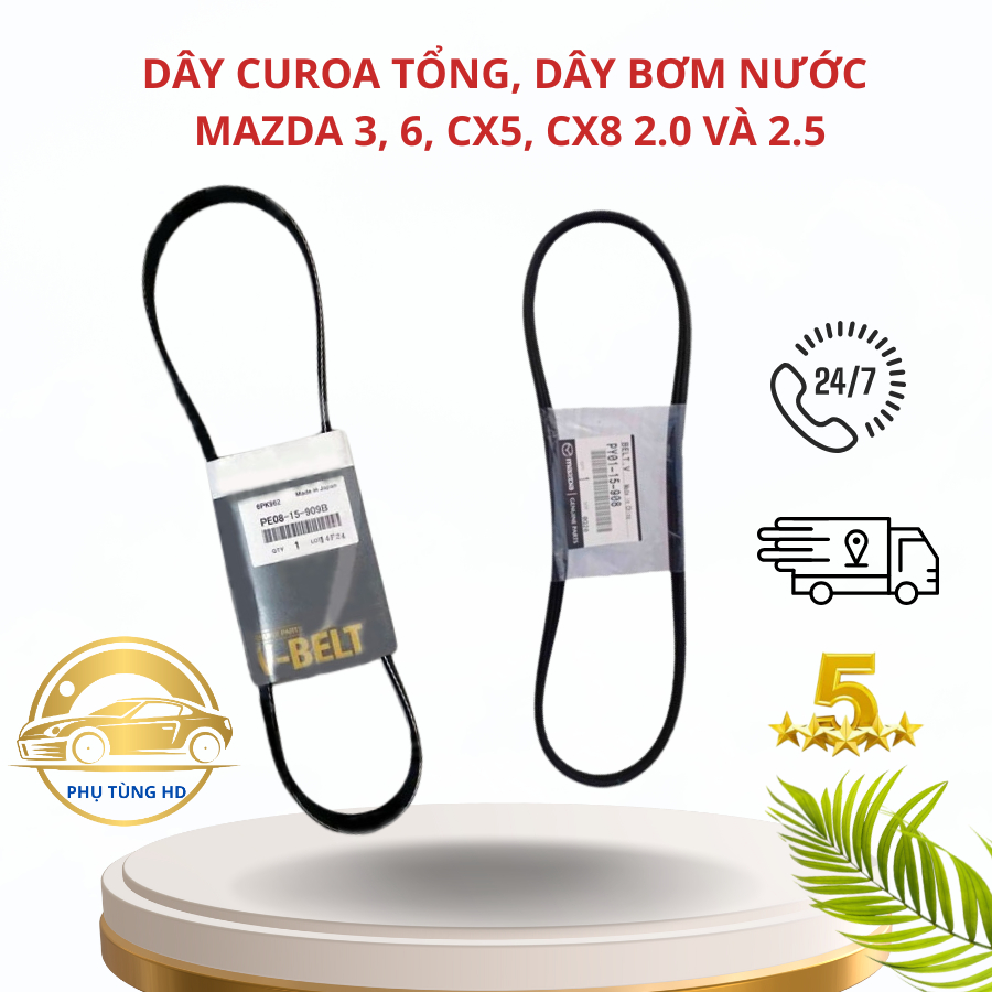Dây curoa ttổng, dây curoa bơm nước mazda 3, 6, cx5, cx8 máy 2.0 và 2.5 [ hàng xịn hãng ]