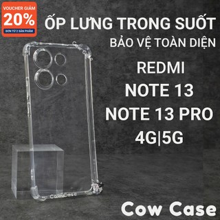  Ốp lưng Redmi Note 13 Pro Note 13 4G 5G Plus Cowcase trơn trong suốt | Ốp điện thoại Xiaomi dẻo bảo vệ camera đt 
