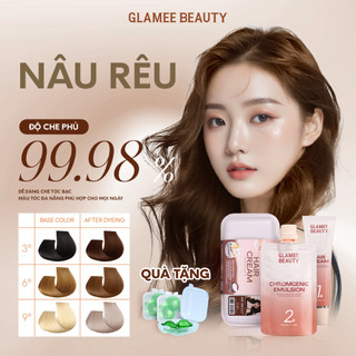  Glamee Beauty Thuốc Nhuộm Tóc Phủ Bạc Nâu Rêu Không Cần Tẩy Dưỡng Set Nhuộm Tóc Dịu Nhẹ Dễ Sử Dụng 