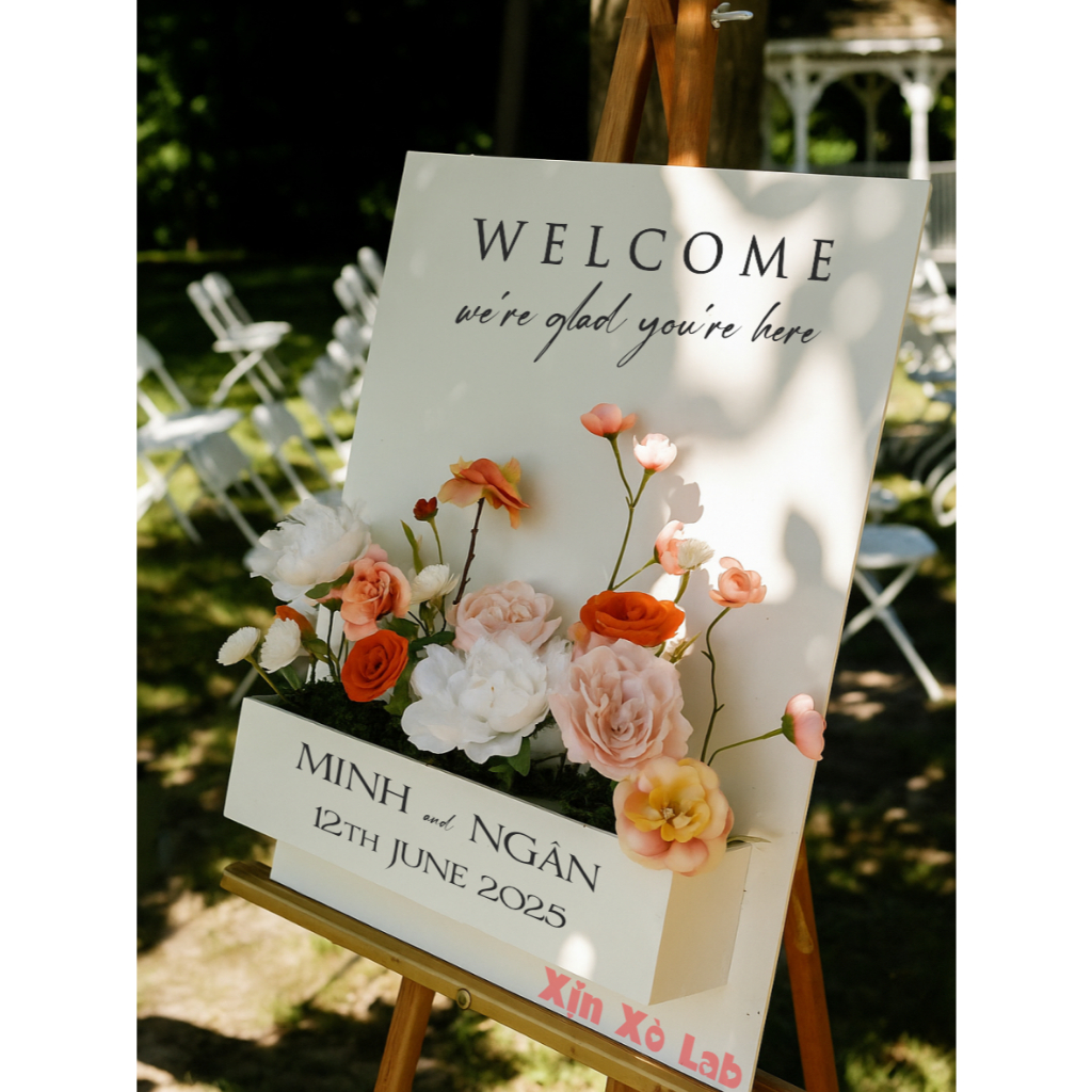 CẦN GẤP VẪN CÓ - IN TÊN THEO YÊU CẦU - Bảng Welcome 3D Trang Trí Đám Cưới Phong Cách - Mẫu Chữ Nhật 01 B