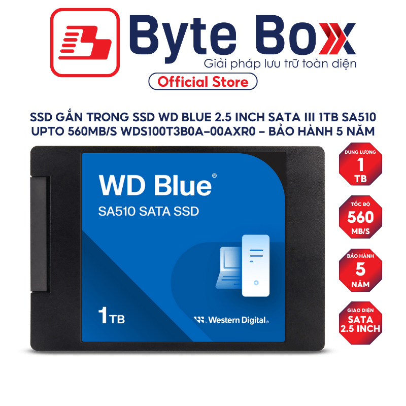 SSD gắn trong WD Blue 2.5 inch SATA III 500GB / 1TB / 2TB SA510 upto 560MB/s - Bảo Hành 5 năm