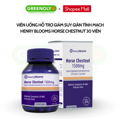 Viên Uống Hỗ Trợ Giảm Suy Giãn Tĩnh Mạch Henry Blooms Horse Chestnut 1500mg Hỗ Trợ Giảm Đau Nhức Chân 30 viên