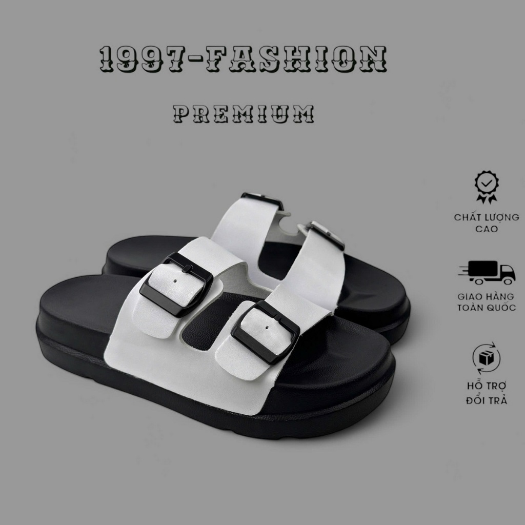 Dép Unisex Double Buckle Sandal cao cấp Hai quai khóa cài, đế cao 4cm siêu mềm mại êm ái hai quai 02