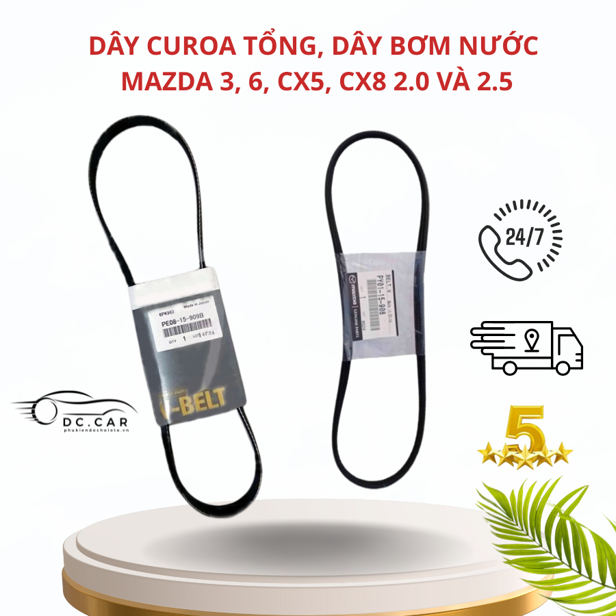 Dây curoa bơm nước, dây curoa tổng mazda 3, 6, cx5, cx8 máy 2.0 và 2.5 [ hàng xịn hãng ]