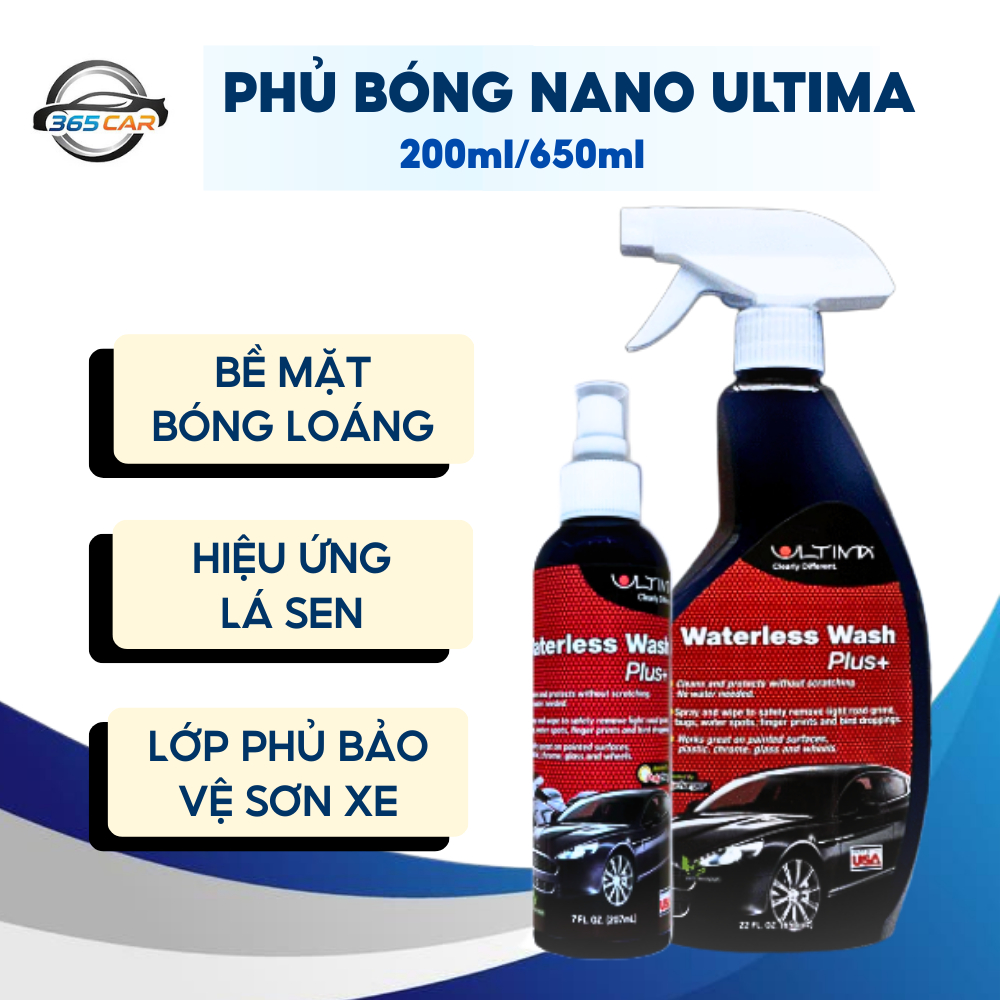 Phủ Nano Dẻo Xe Ô Tô Ultima Làm Sạch Bóng Loáng Và Tăng Độ Trong Sơn Xe, Hạn Chế Bám Nước & Dưỡng Xe