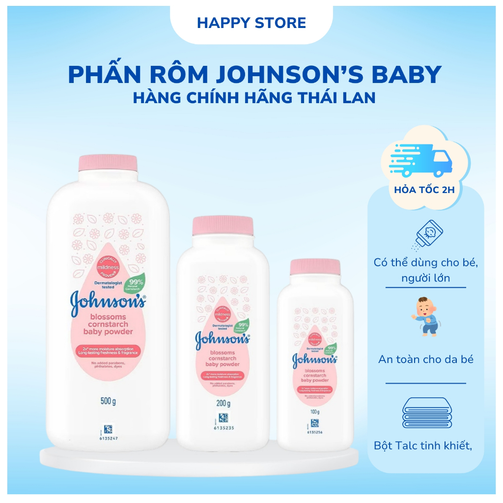 Phấn rôm Johnson’s Baby giữ da khô thoáng, mềm mịn, hương hoa thơm mát 100g / 200g