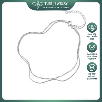 Lắc chân bạc TLEE lắc kép dây mì tròn mix dây bi nữ tính bạc s925 cao cấp TLEE JEWELRY LC0142