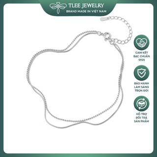  Lắc chân bạc TLEE lắc kép dây mì tròn mix dây bi nữ tính bạc s925 cao cấp TLEE JEWELRY LC0142 