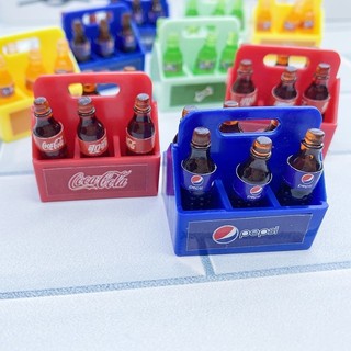  Két 6 Chai Nước Ngọt Mô hình Chai Nước Ngọt Đồ Chơi Mini Phụ Kiện Nhà Búp Bê DIY Dollhouse 