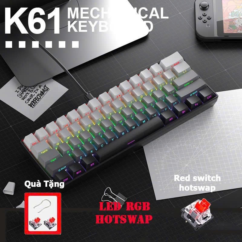 NEW Bàn phím cơ có dây Gaming K61 LED RGB hỗ trợ chơi game | BigBuy360 - bigbuy360.vn