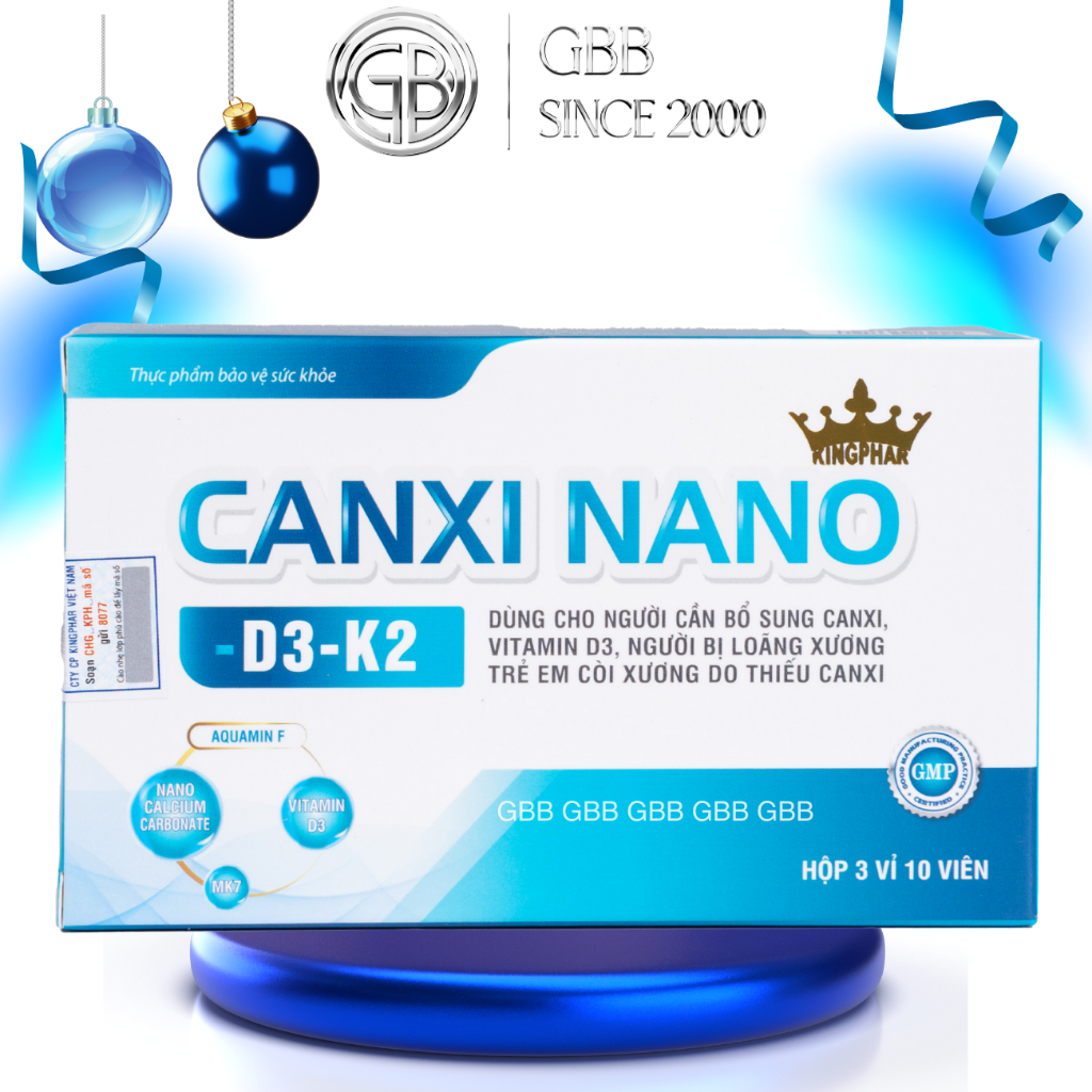 Viên uống Canxi Nano Kingphar hỗ trợ bổ sung canxi cho người loãng xương (H/30v)