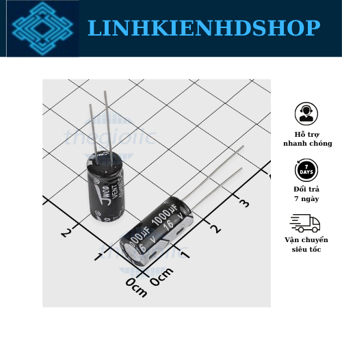 Tụ Hóa 1000uF 16V 8x16MM ( 10 chiếc)   Linhkienhdshop