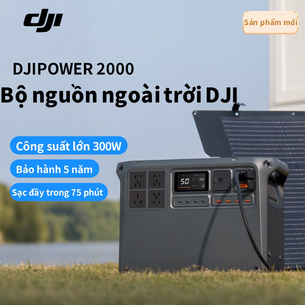 DJI Power 2000 Trạm sạc di động 3000W/2024kWh 220V Pin dự phòng Pin di động Trạm sạc cắm trại ngoài 
