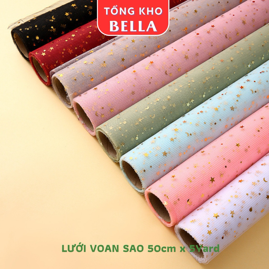 Lưới Voan Sao Dùng Trang Trí, Bó Hoa KT 50cm x 5yard