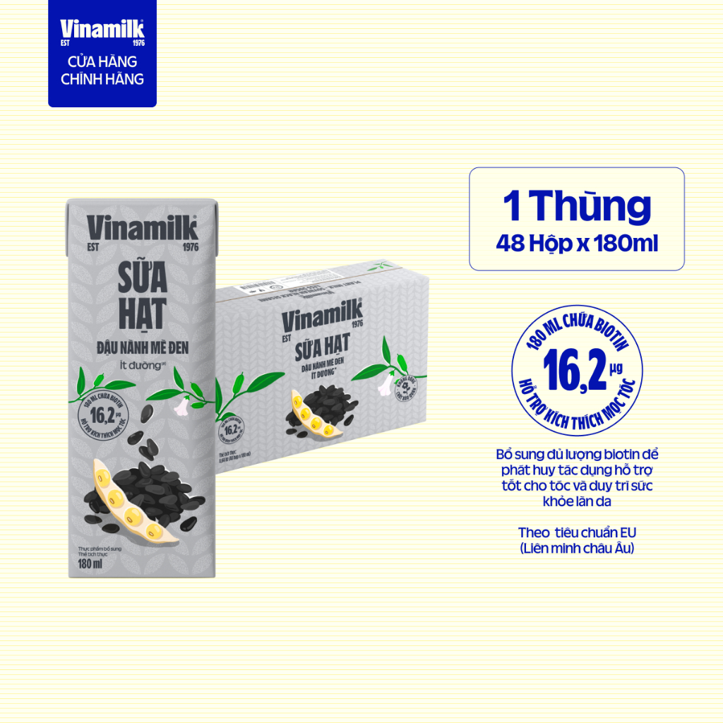 Thùng 48 hộp Sữa hạt đậu nành mè đen Vinamilk hộp 180ml